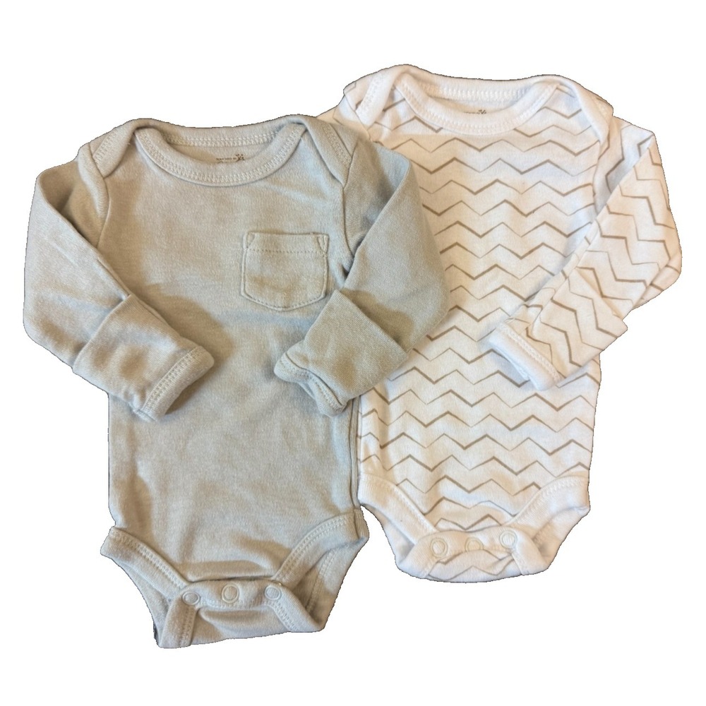 Touched By Nature Organic Baby Preemie Boy Long Sleeved Bodysuits Shirts Lot‎